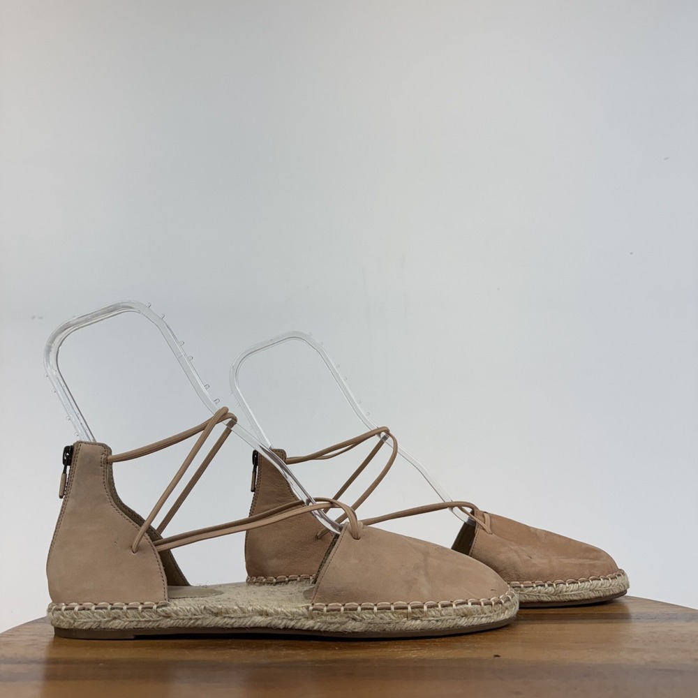 Womens Eileen Fisher Lace Leather Pink Espadrille Flat Sandals Size 10 M GUC